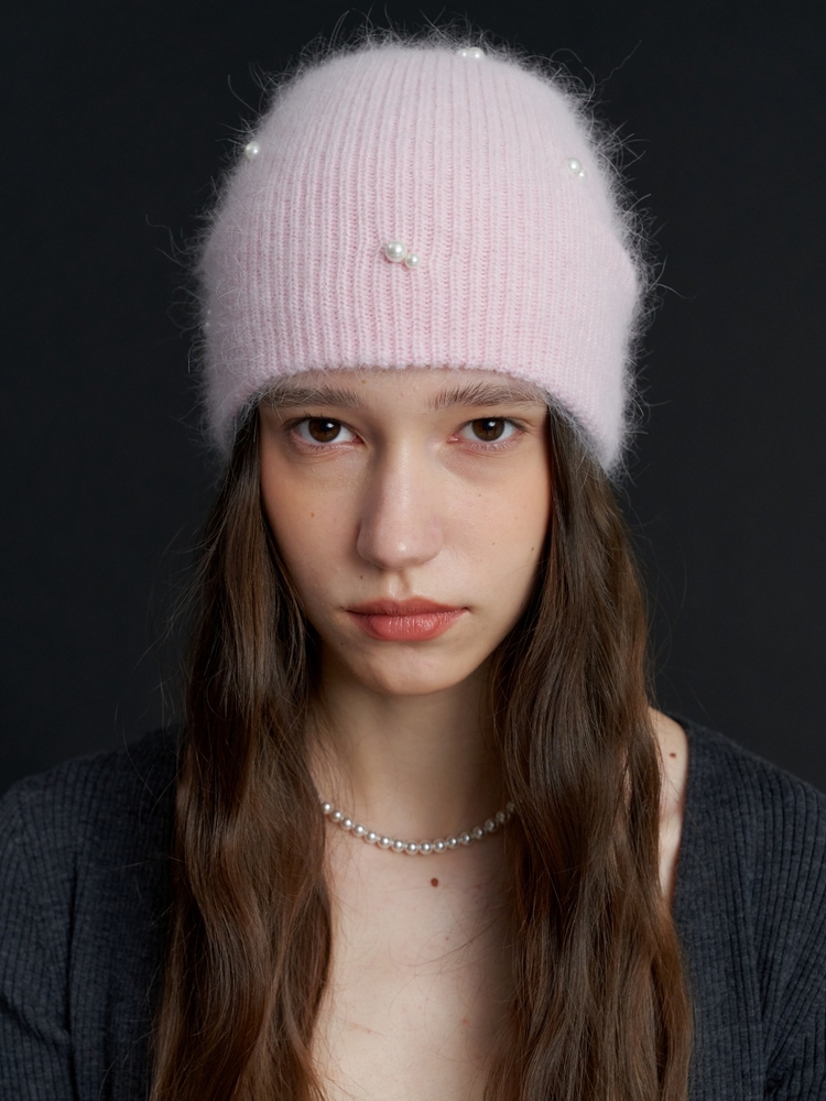 Pearl Snowman Angora Beanie_5COL (L234MCP040)