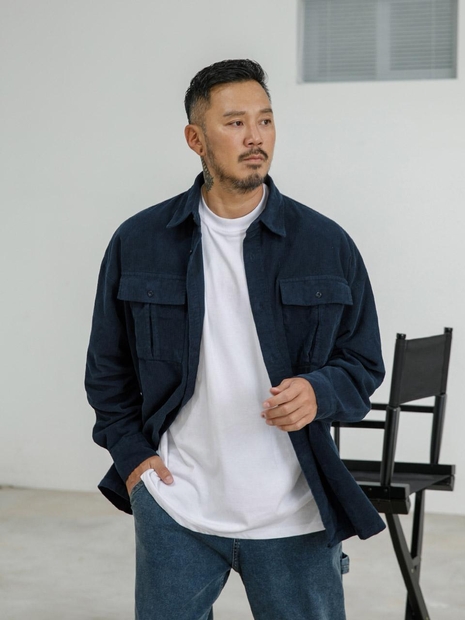 러기드하우스 : 모건 프리스 코듀로이 셔켓 네이비