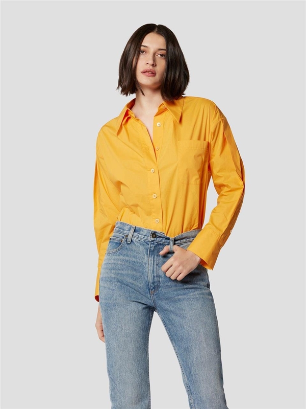 이큅먼트 SERGINE LONG SLEEVE COTTON SHIRT - APRICOT ORANGE