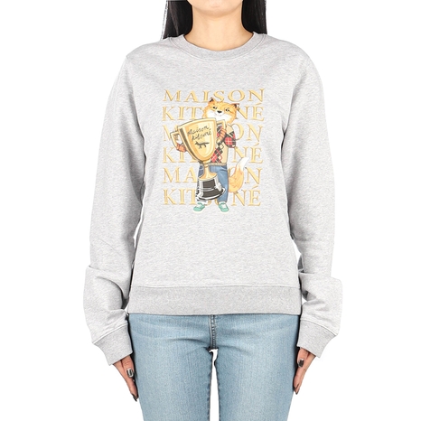 [메종키츠네] 23FW (LW00310KM0001 LIGHT GREY MEL) 여성 폭스 챔피언 맨투맨