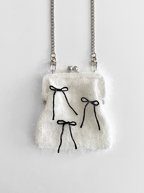 Etang Ribbon Fluffy Bag | White