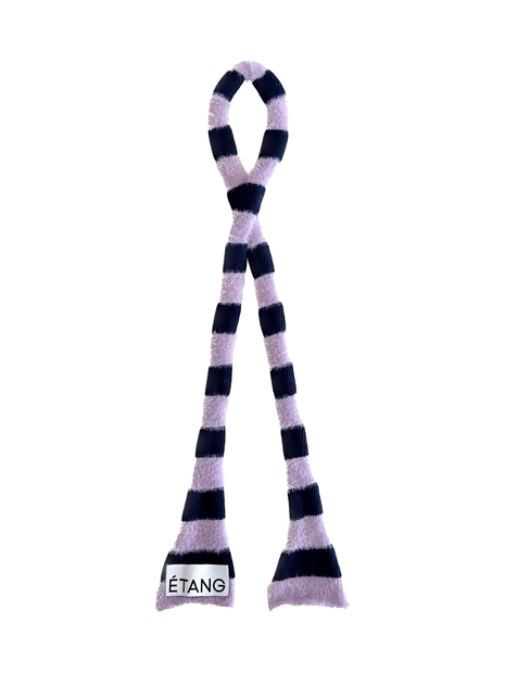 Etang Knit Scarf | Angora Stripe _ purple & navy