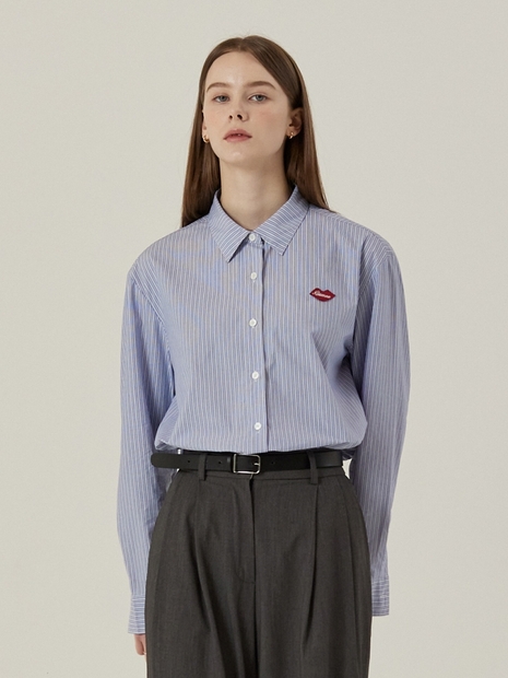 LIP SYMBOL STRIPE SHIRT [BLUE]
