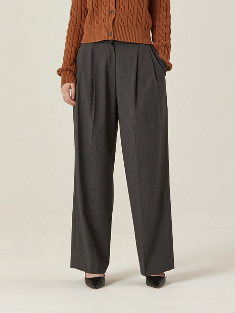 WIDE PINTUCK SLACKS [GREY]