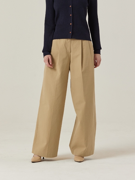 TWO TUCK WIDE SLACKS [BEIGE]