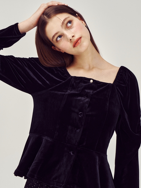 Square Neck Velvet Blouse VC239OBL009M