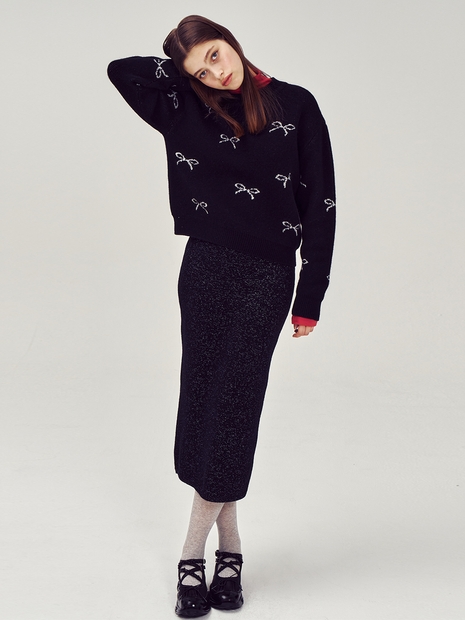 Glitter Alpaca Knit Skirt VC2399KS002M