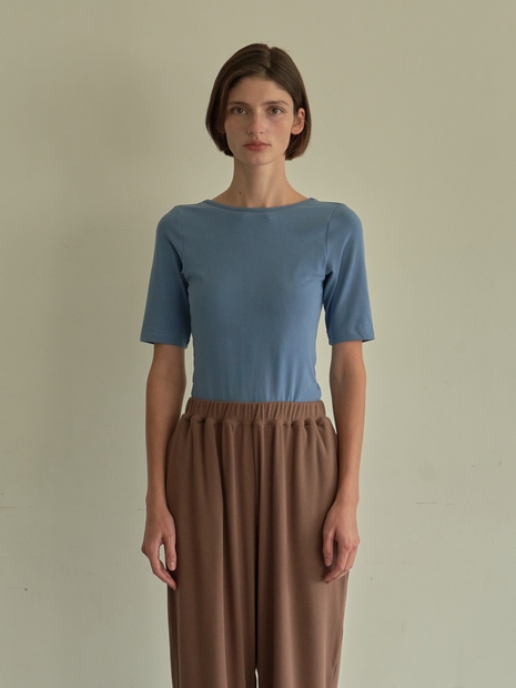 Half Sleeve Open Back Top - Blue