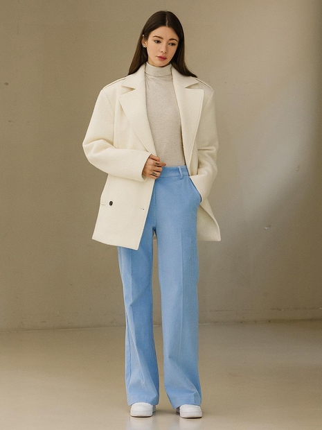 Corduroy Slim Bootcut Pants-Blue