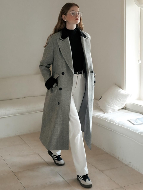 Cest_Color contrasting long coat