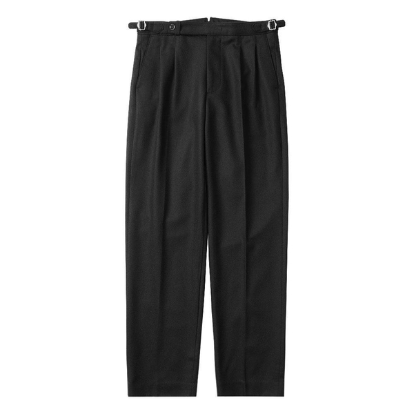 W302 Reve Pleats Wool Trousers (Black)