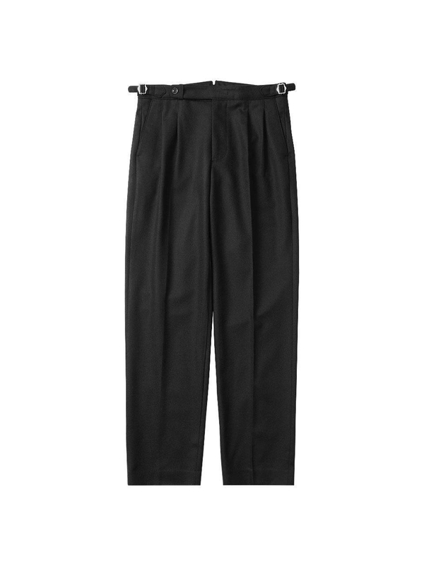 W302 Reve Pleats Wool Trousers (Black)