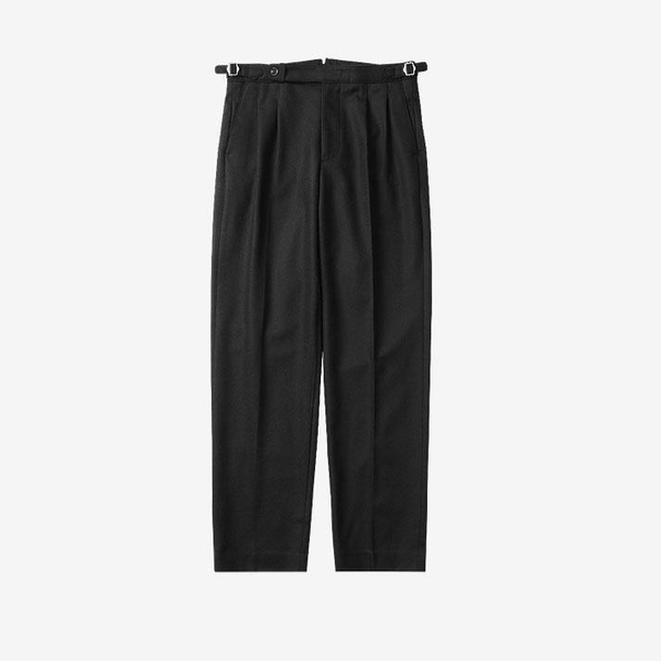 W302 Reve Pleats Wool Trousers (Black)