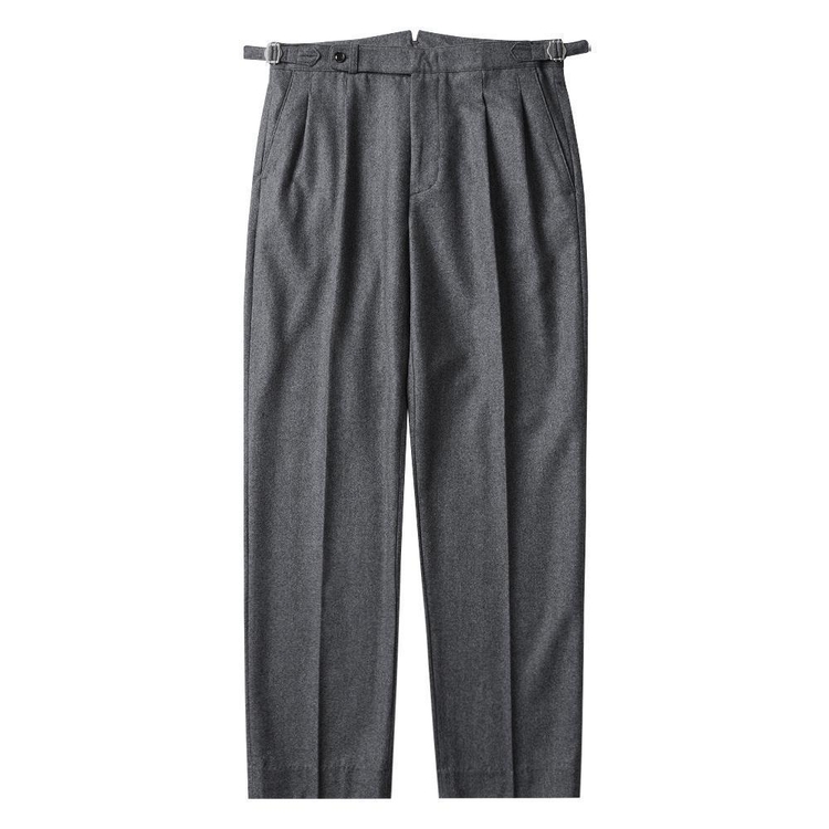 W301 Reve Pleats Wool Trousers (Gray)