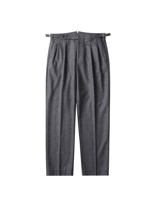 W301 Reve Pleats Wool Trousers (Gray)