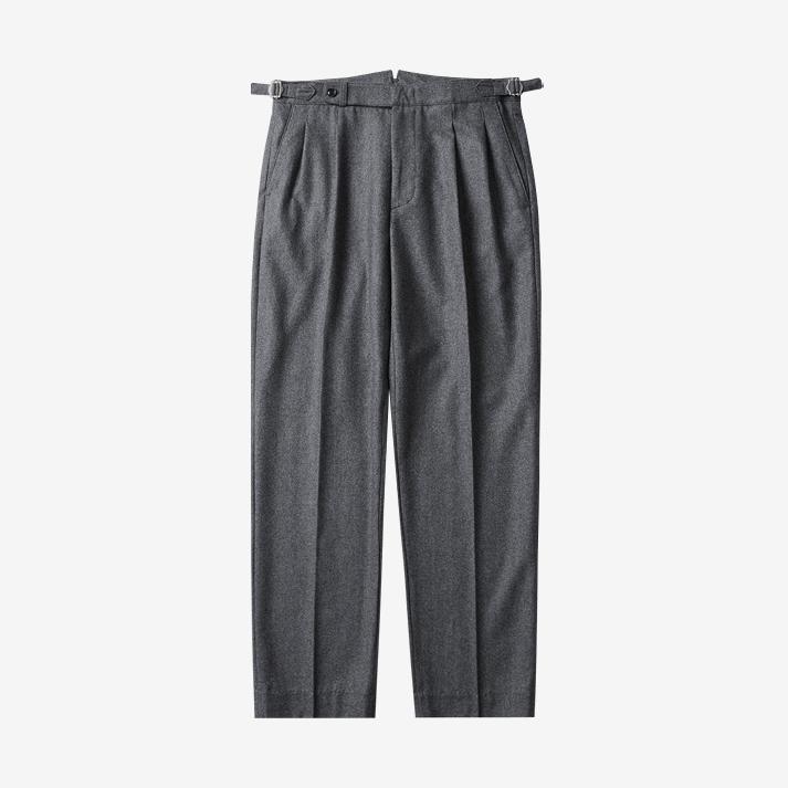 W301 Reve Pleats Wool Trousers (Gray)