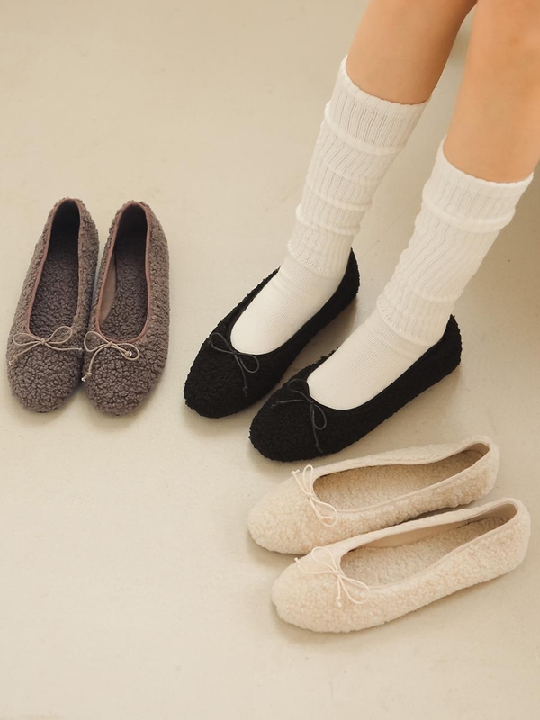 clo8934 Ribbon fur flat _ 3colors