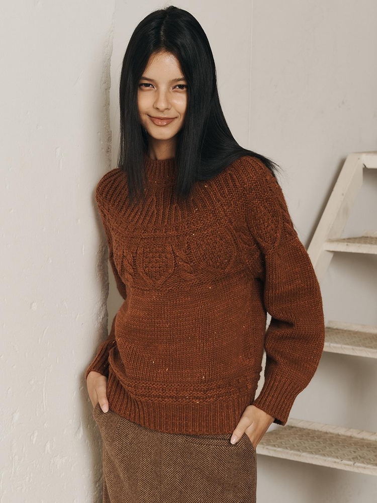 AR_Jacquard woolen sweater_BROWN