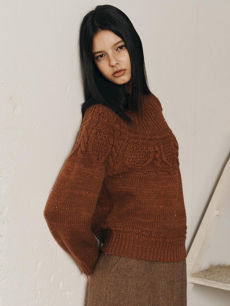 AR_Jacquard woolen sweater_BROWN