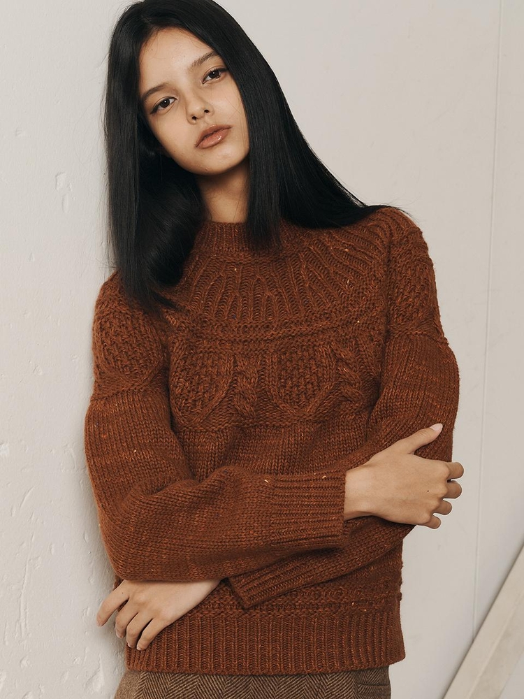 AR_Jacquard woolen sweater_BROWN