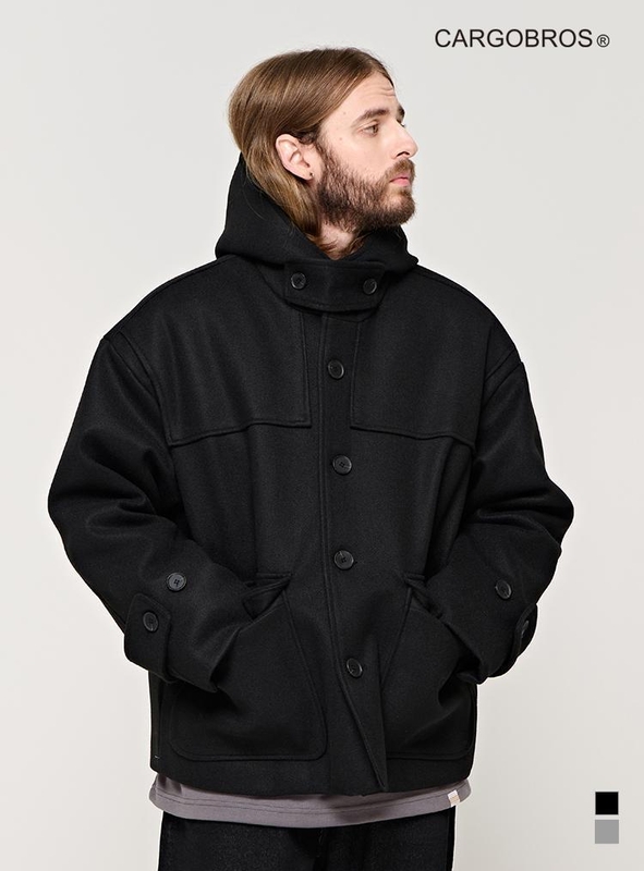 CB SEMI OVER HOOD SHORT COAT (BLACK)