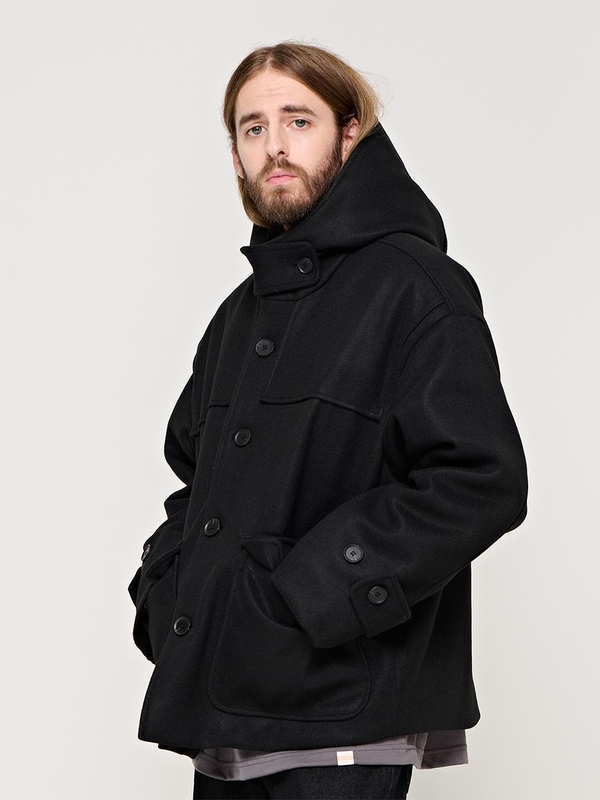 CB SEMI OVER HOOD SHORT COAT (BLACK)