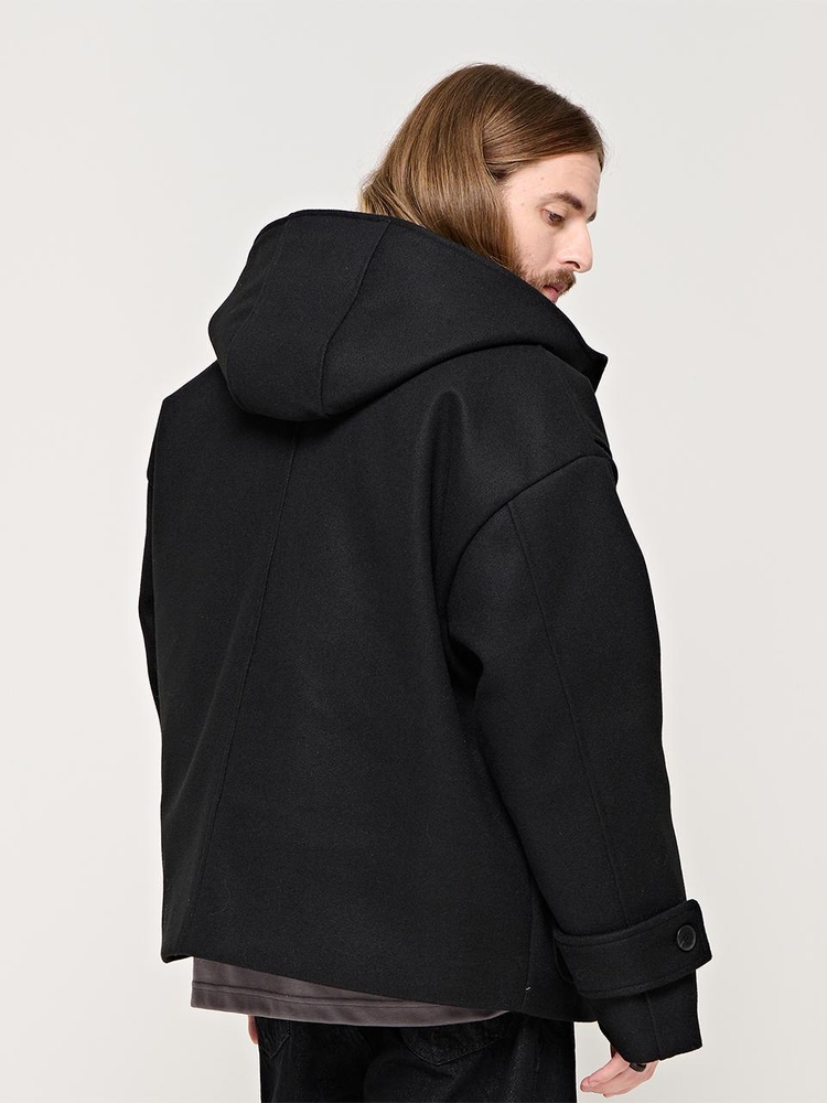 CB SEMI OVER HOOD SHORT COAT (BLACK)