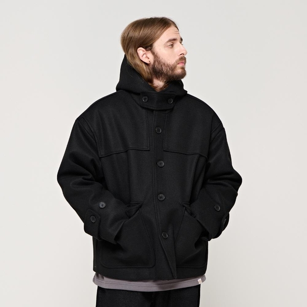 CB SEMI OVER HOOD SHORT COAT (BLACK)