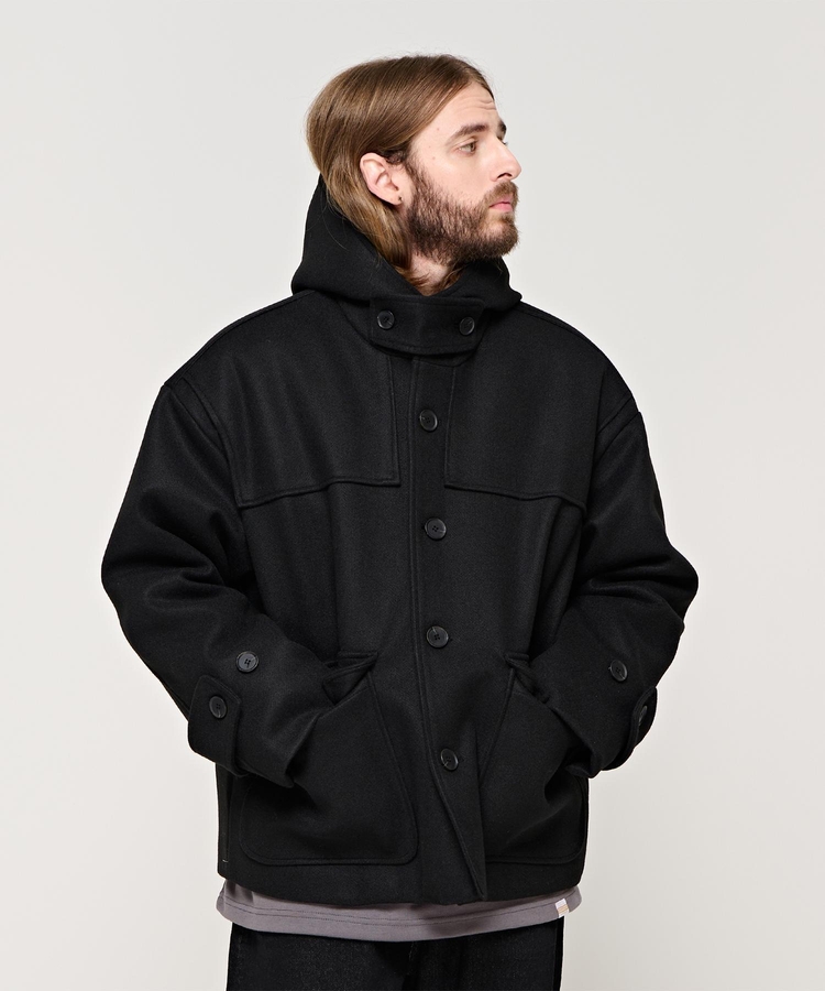 CB SEMI OVER HOOD SHORT COAT (BLACK)