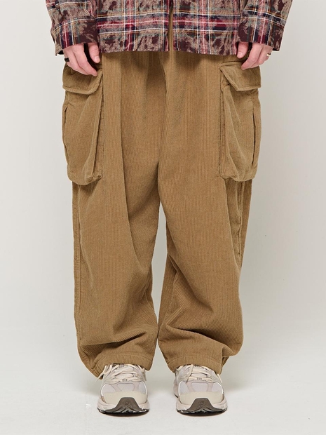 CB CORDUROY BANDING CARGO PANTS (BEIGE)
