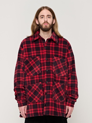 CB FLEECE OVER CHECK SHIRT (RED)