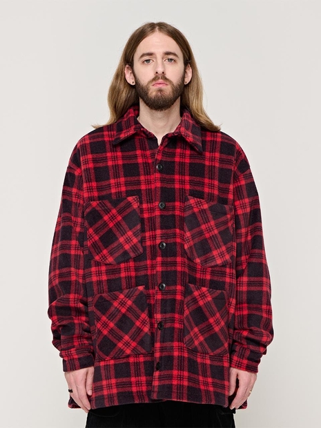 CB FLEECE OVER CHECK SHIRT (RED)