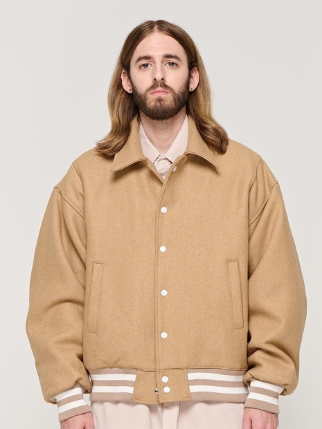 CB WOOL VARSITY JACKET (BEIGE)