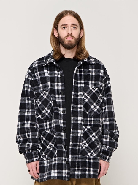 CB FLEECE OVER CHECK SHIRT (BLACK)