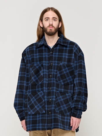 CB FLEECE OVER CHECK SHIRT (NAVY)