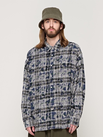 CB WASHABLE OVER CHECK SHIRT (NAVY)