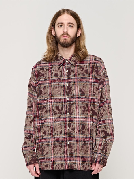 CB WASHABLE OVER CHECK SHIRT (BROWN)