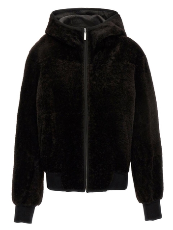 페라가모 Reversible Hooded Blouson Casual Jackets, Parka Brown 0764373COCOA