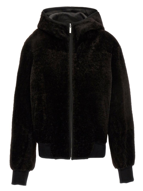페라가모 Reversible Hooded Blouson Casual Jackets, Parka Brown 0764373COCOA