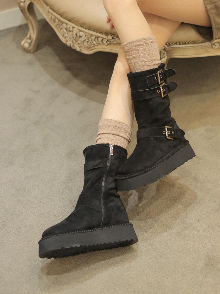 ljh7038 Platform biker middle boots _ 2colors