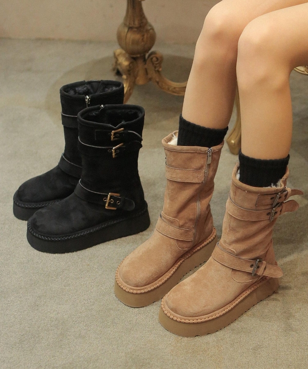 ljh7038 Platform biker middle boots _ 2colors