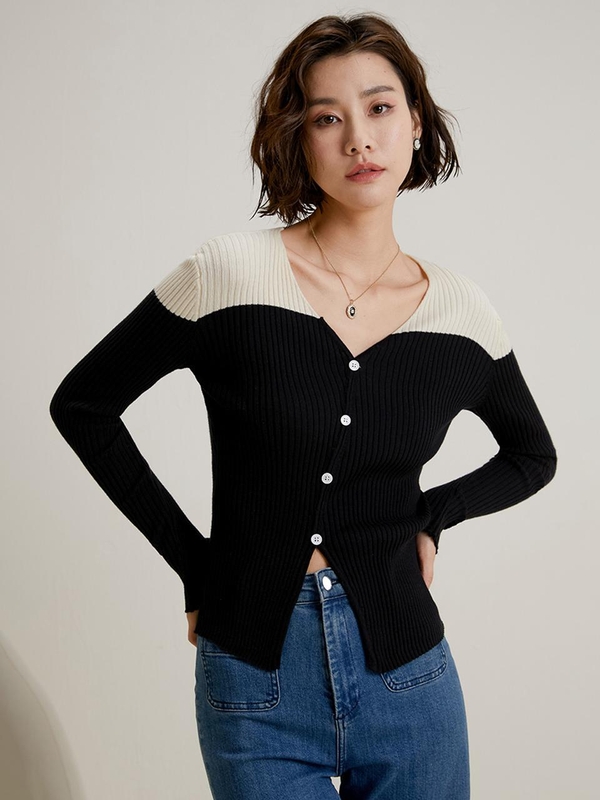 LS_Black apricot knit top