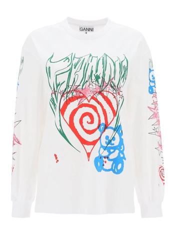 가니 Ganni printed long sleeve t-shirt T3787