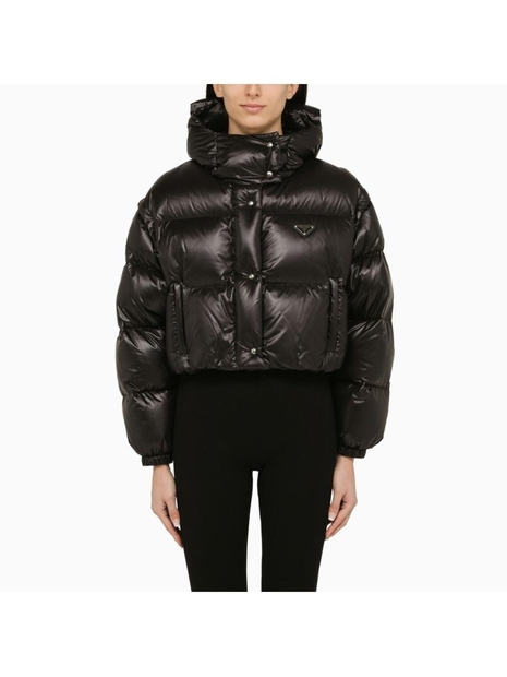 프라다 Prada Black convertible Re-nylon bomber jacket with logo 29197311A9