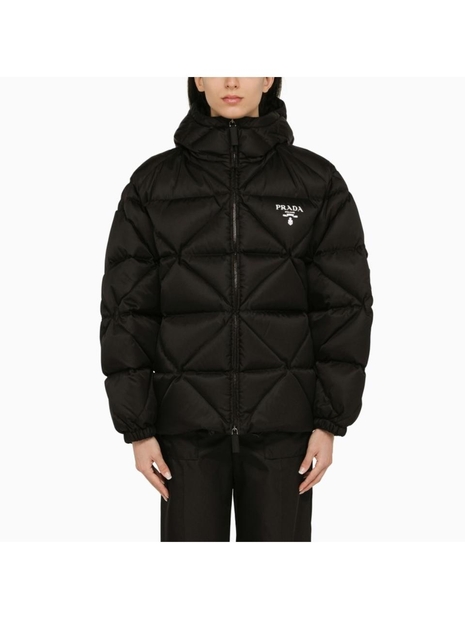프라다 Prada Black Re-nylon over down jacket with logo 2919521WQ8