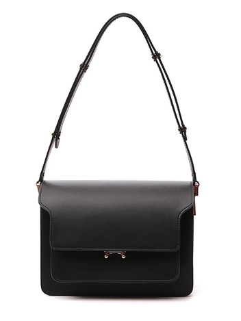 마르니 MARNI Trunk Shoulder Medium Bag in Black Calfskin 8601681920339