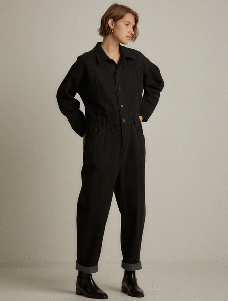 Oversized denim jumpsuit (charcoal)