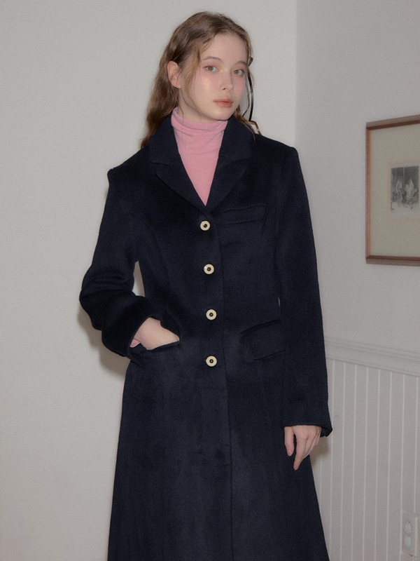 Hourglass Long Coat_ Navy