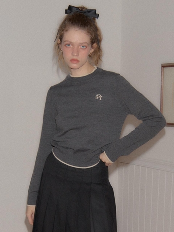 Logo Basic Knit_ Gray