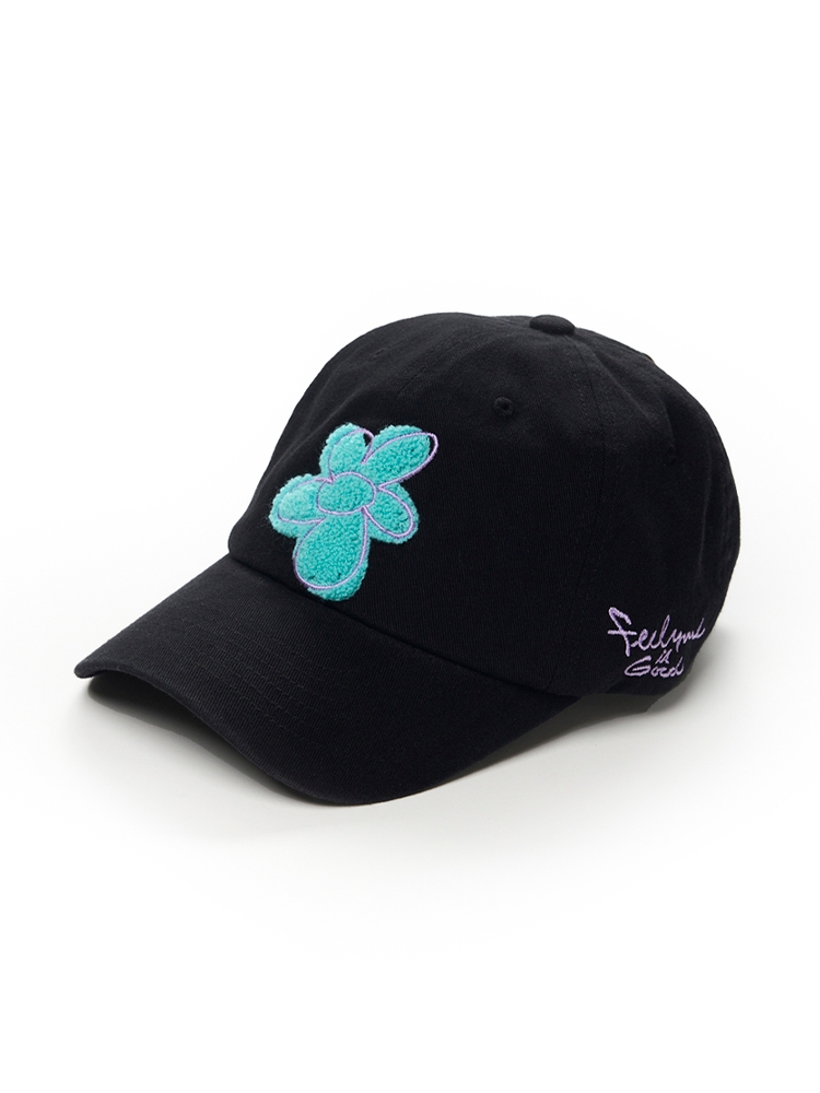 GRAFFITI FLOWER PIGMENT BIOWAHED BALL CAP BLACK